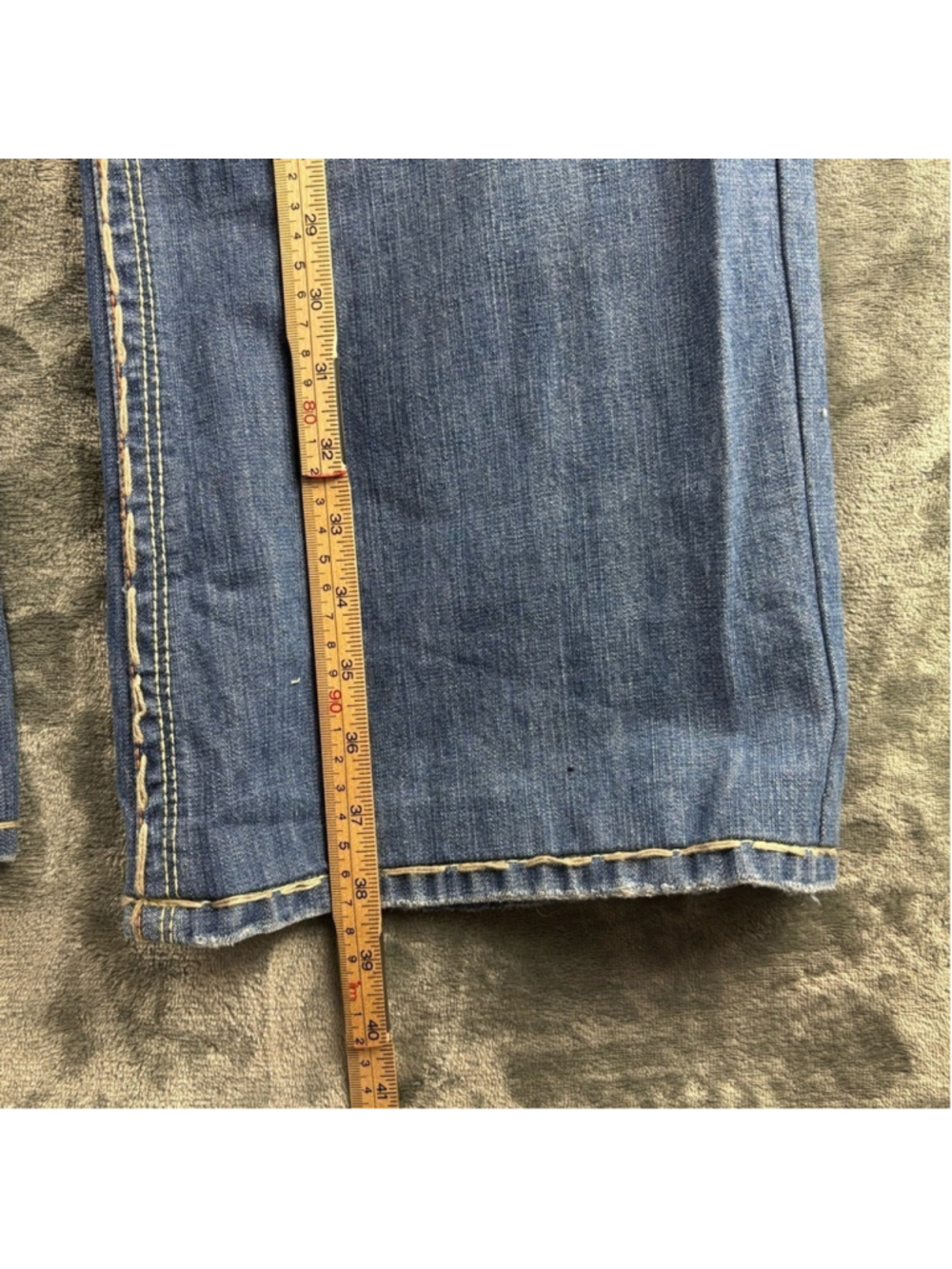 VTG Laguna Beach Jeans Men 40 Y2K Wide Leg White Stitch Streetwear Skull Blue - Picture 9 of 11